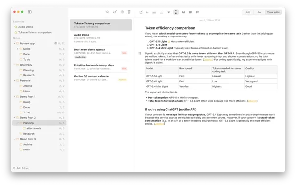 Apple Notes alternative with real Markdown files